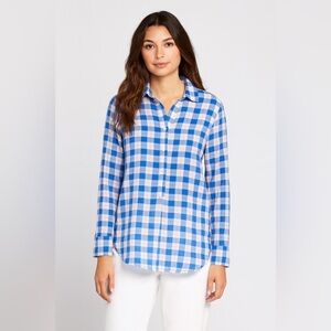 J.McLaughlin Wren Tunic Blue Gingham Check Button Down Shirt Size Small NWT